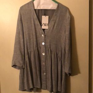 Zara button up shirt with peplum